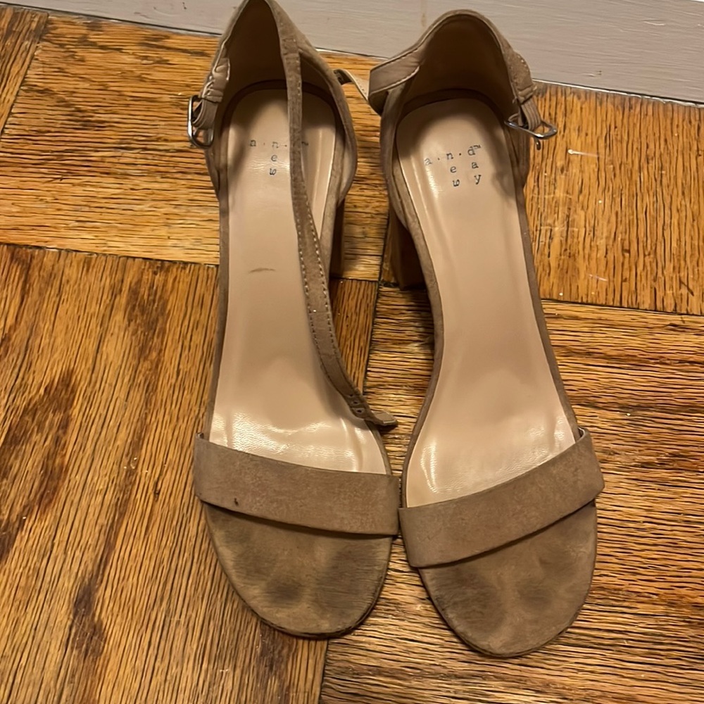 Nude suede heels sandals